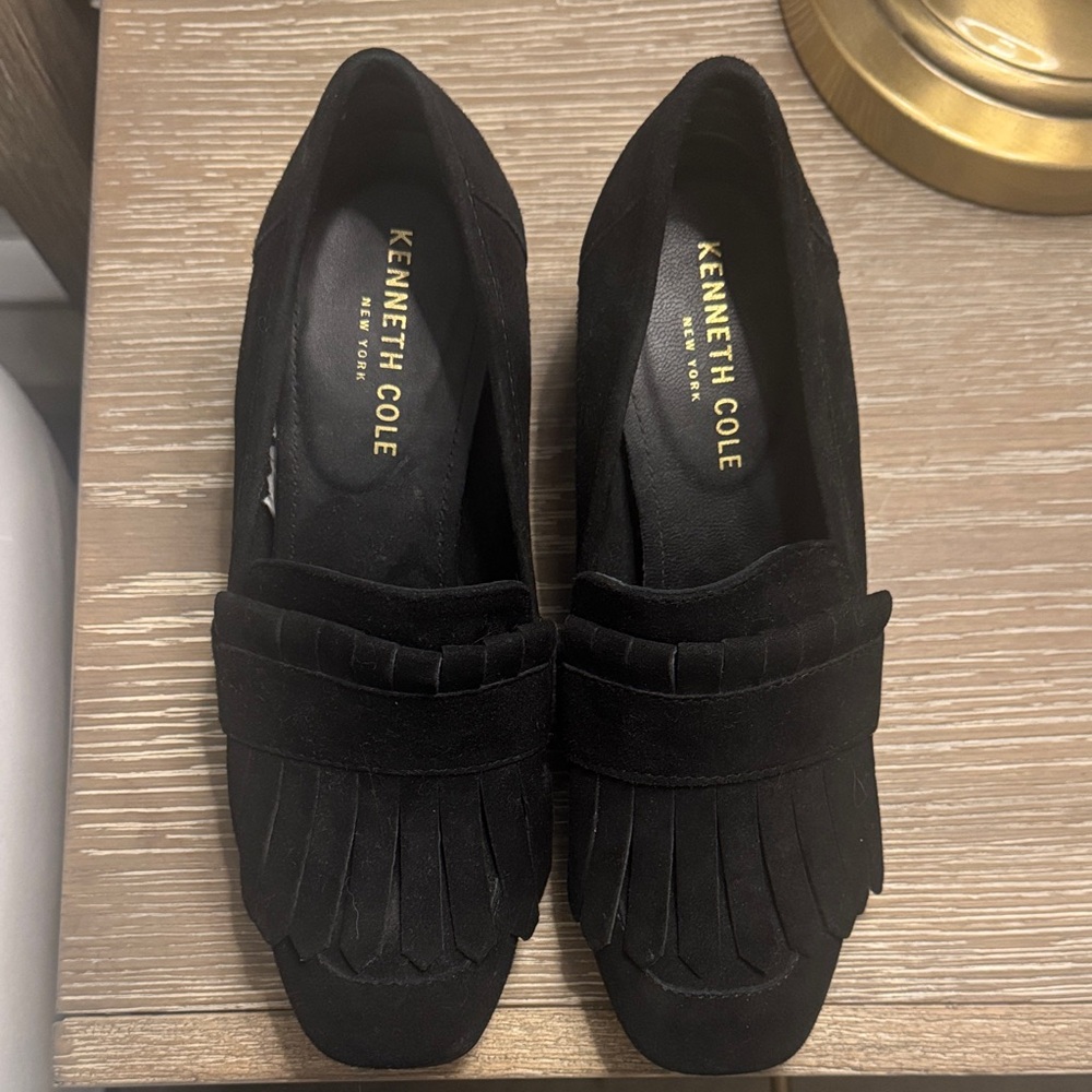 Kenneth Cole Women's Black Suede Fringe Heels